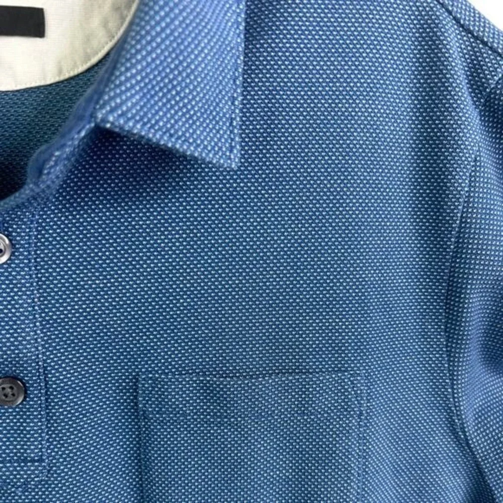 Banana‎ Republic BR+ Mens L Performance Pique Polo Golf Shirt Blue Cotton Fit
